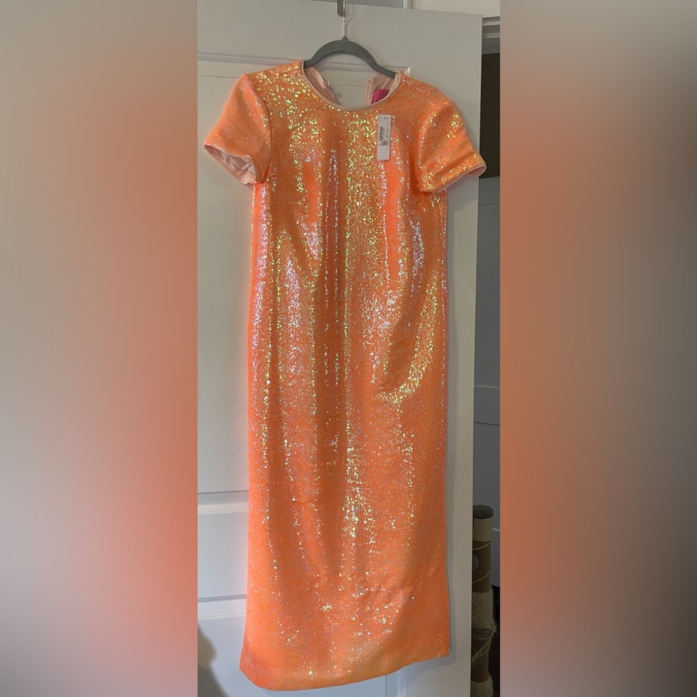 J. Crew Sparkling Orange Midi Dress